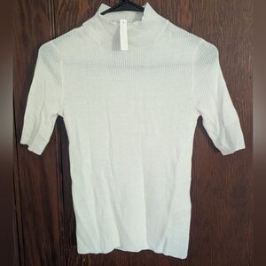 New With Tag Madewell Merino Wool Mock Neck Lightweight Short Sleeve Top Size XS